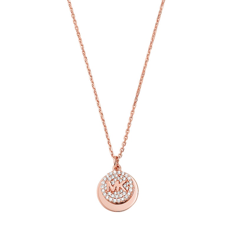 Main Image 2 of Michael Kors Brilliance 14ct Rose Gold Plated Disc Pendant