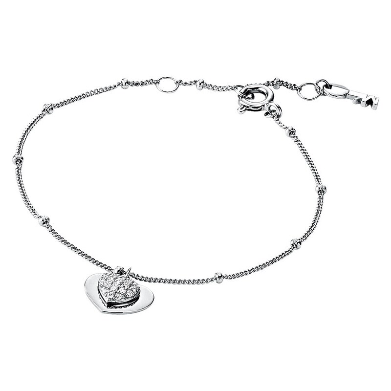 Michael Kors Sterling Silver Cubic Zirconia Heart Bracelet