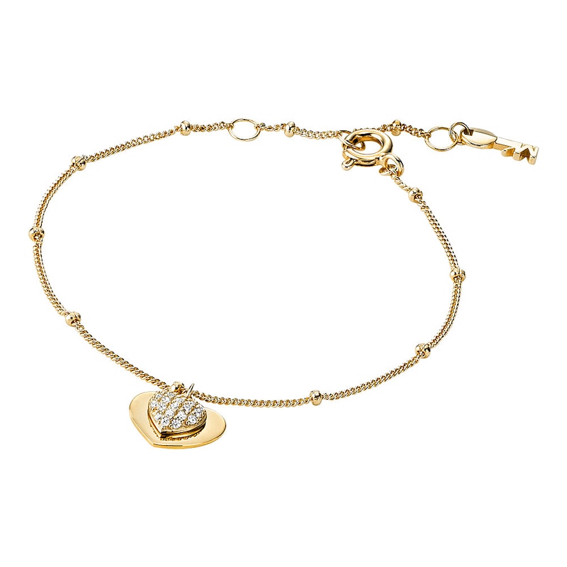 Michael Kors 14ct Yellow Gold Plated CZ Heart Bracelet