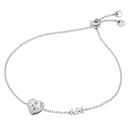 Michael Kors Sterling Silver Cubic Zirconia Heart Bracelet