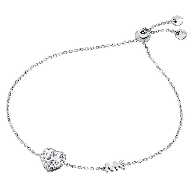 Michael Kors Sterling Silver Cubic Zirconia Heart Bracelet | H.Samuel