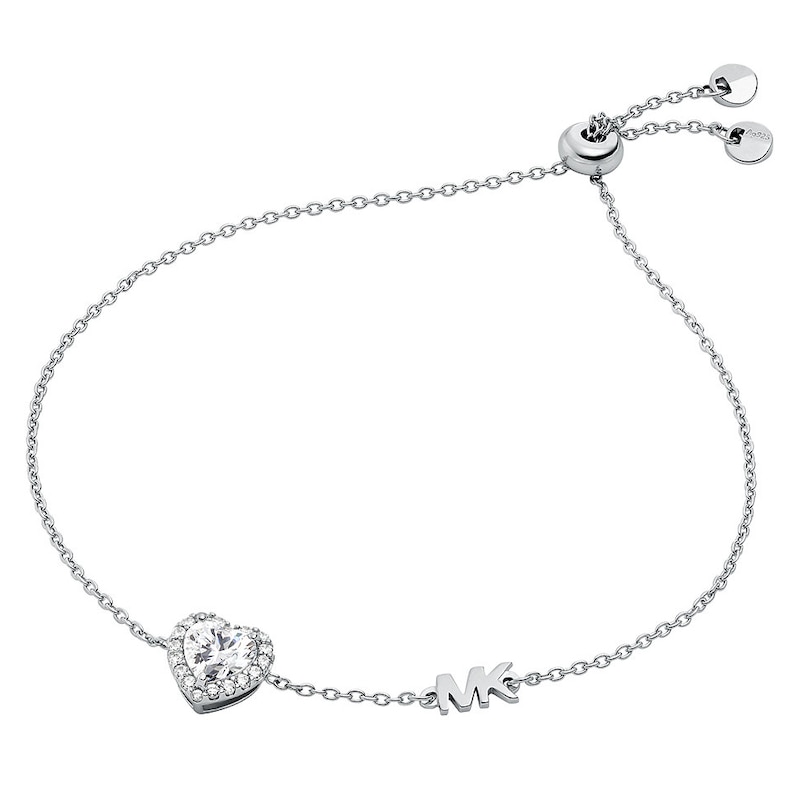 Main Image 1 of Michael Kors Sterling Silver Cubic Zirconia Heart Bracelet