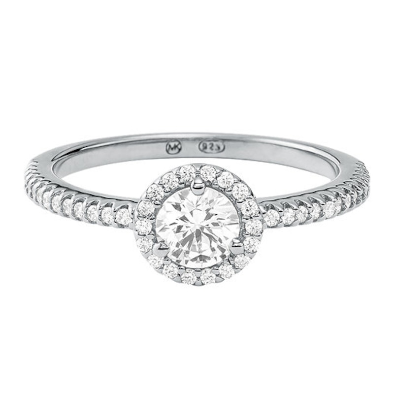 Main Image 1 of Michael Kors 14ct Sterling Silver CZ Pavé Ring (Size P)