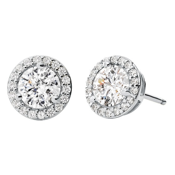 Michael Kors Sterling Silver CZ Halo Stud Earrings