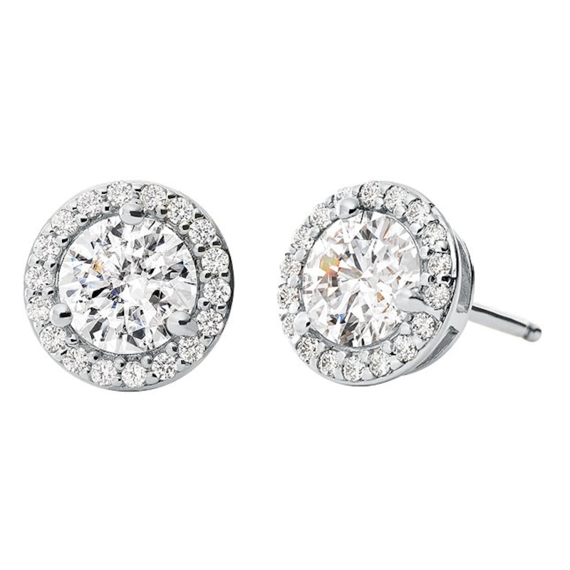 Main Image 1 of Michael Kors Sterling Silver CZ Halo Stud Earrings