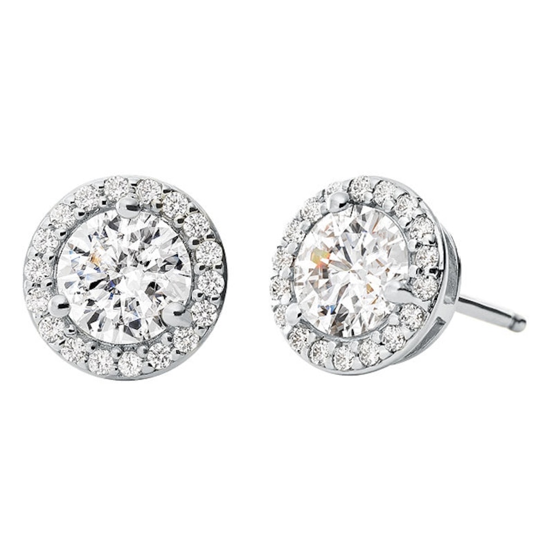 Michael Kors Sterling Silver CZ Halo Stud Earrings