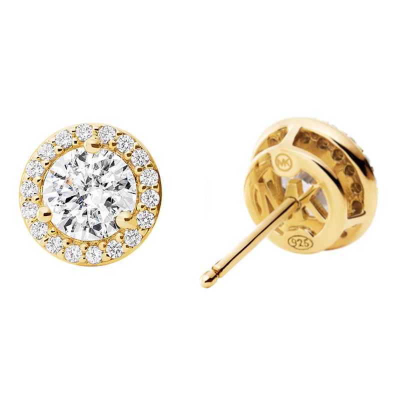 Main Image 2 of Michael Kors 14ct Yellow Gold Plated CZ Halo Studs