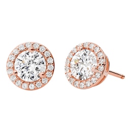 Michael Kors 14ct Rose Gold Plated CZ Halo Studs