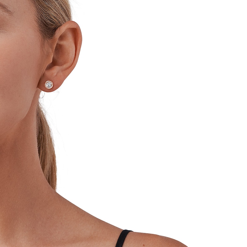 Main Image 3 of Michael Kors 14ct Rose Gold Plated CZ Halo Studs