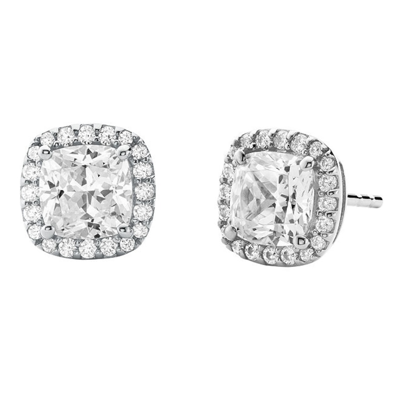 Main Image 1 of Michael Brilliance Kors Sterling Silver CZ Cushion Earrings