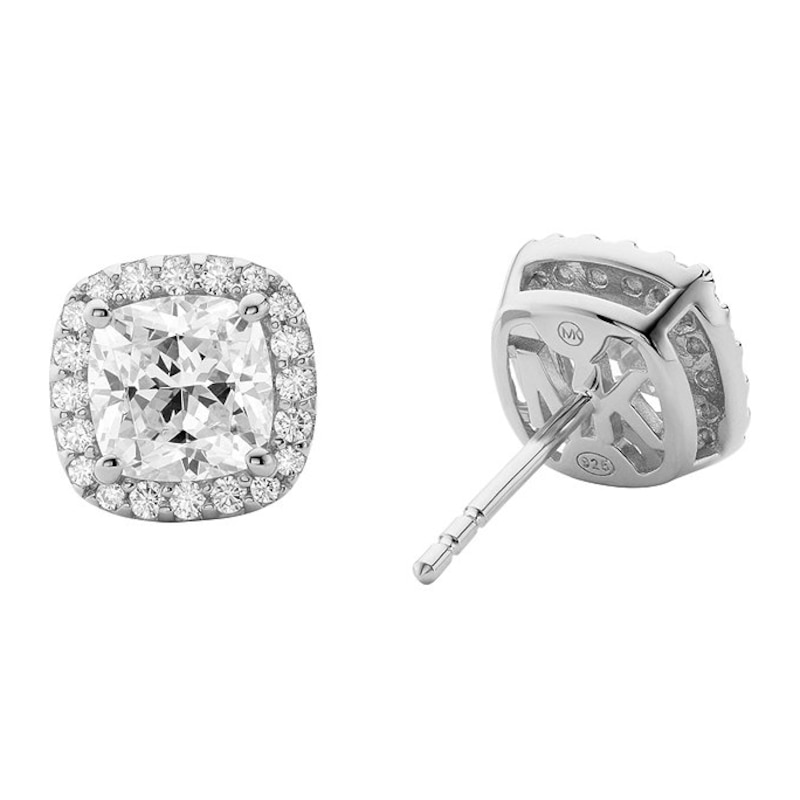 Main Image 2 of Michael Brilliance Kors Sterling Silver CZ Cushion Earrings