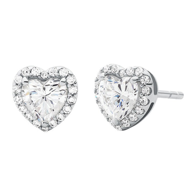 Michael Kors Brilliance Sterling Silver CZ Heart Studs