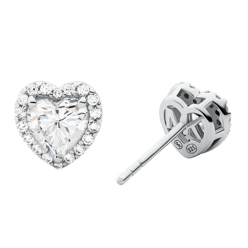 Main Image 2 of Michael Kors Brilliance Sterling Silver CZ Heart Studs