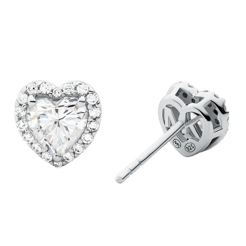 Michael Kors Brilliance Sterling Silver CZ Heart Studs