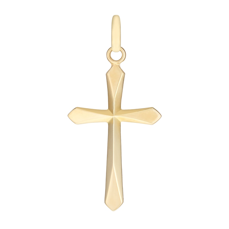 9ct Yellow Gold Faceted Cross Pendant