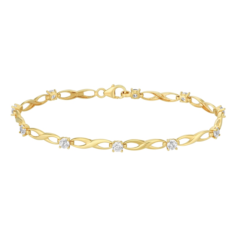 9ct Yellow Gold & Cubic Zirconia Infinity Bracelet