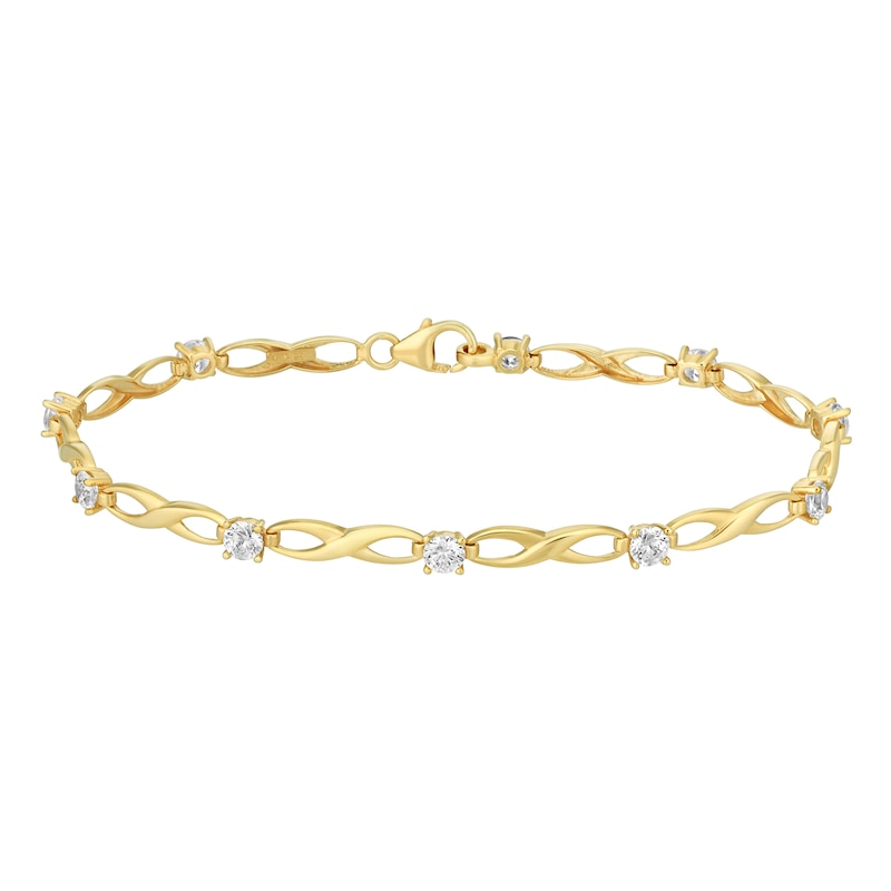 Main Image 1 of 9ct Yellow Gold & Cubic Zirconia Infinity Bracelet