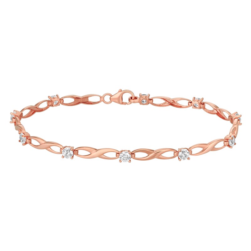 9ct Rose Gold & Cubic Zirconia Infinity Bracelet H.Samuel