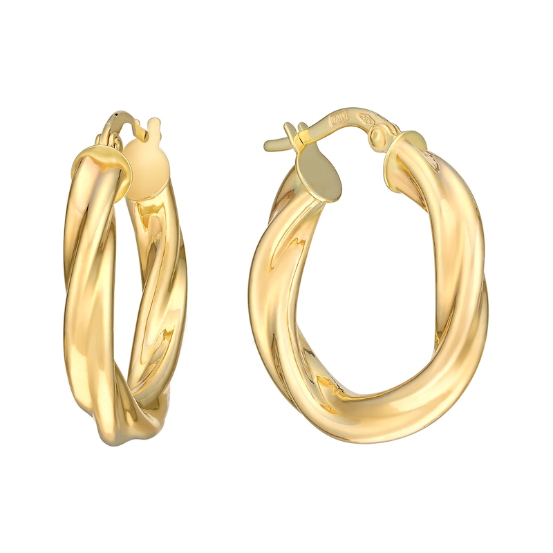Main Image 1 of 9ct Yellow Gold 15mm Twist Hoop Earrings