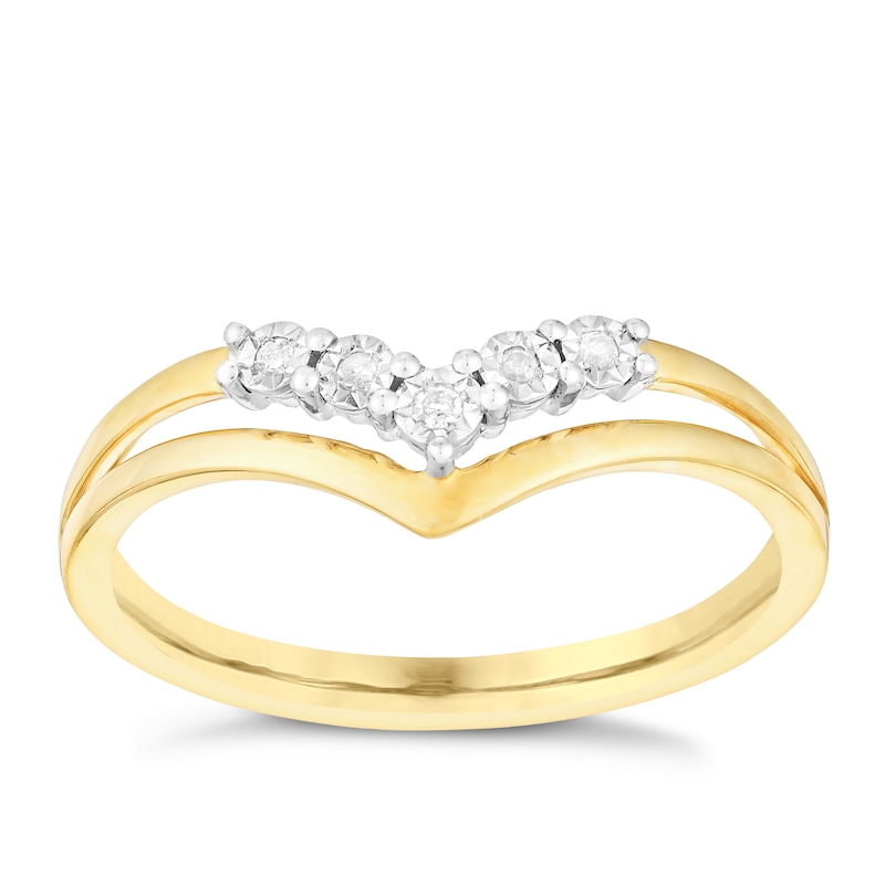 Main Image 1 of 9ct Yellow Gold Wishbone Diamond Ring