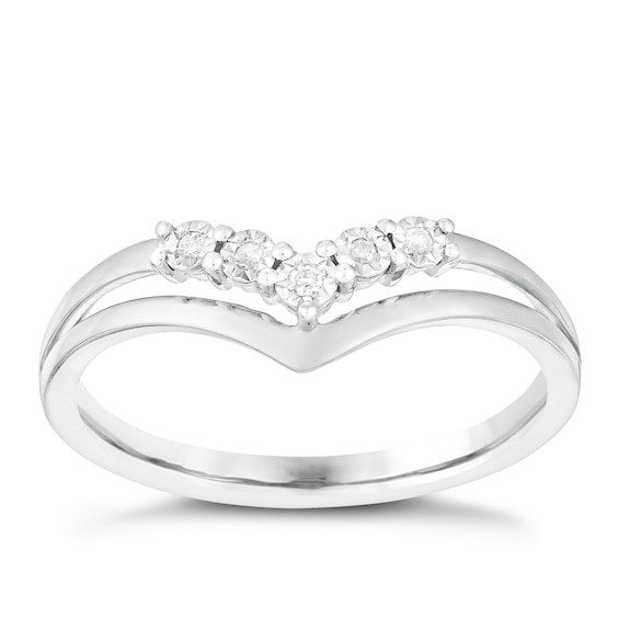 9ct White Gold Wishbone Diamond Ring