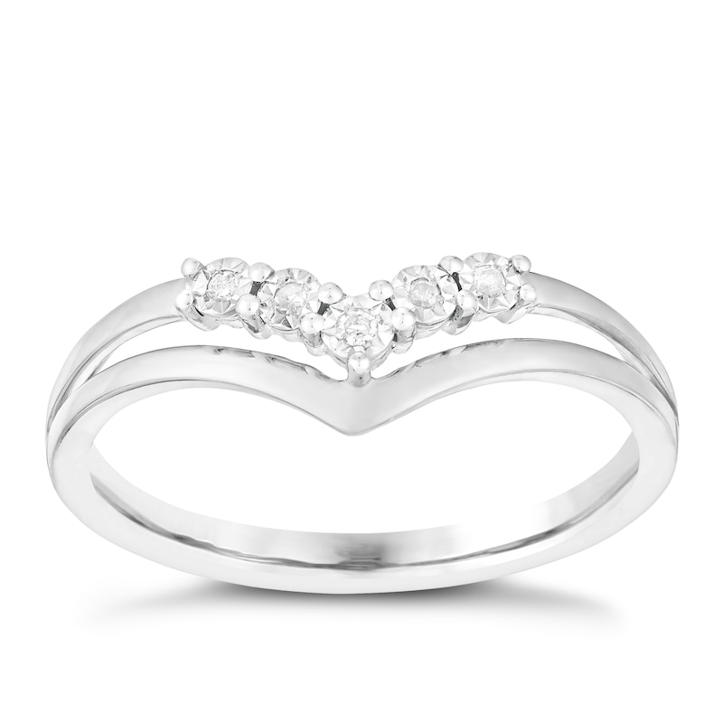 Main Image 1 of 9ct White Gold Wishbone Diamond Ring