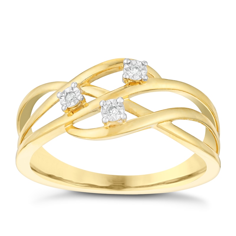 Main Image 1 of Interwoven 9ct Yellow Gold Diamond Eternity Ring