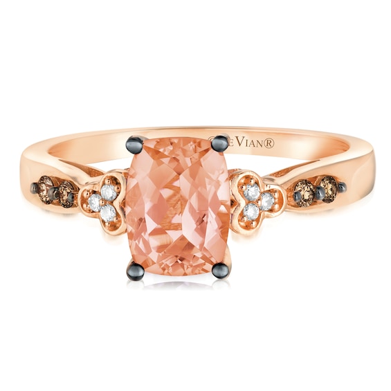 14ct Strawberry Gold Peach Peach Morganite and Diamond Ring