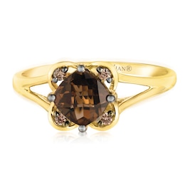 14ct Honey Gold Chocolate Quartz & Chocolate Diamond Ring