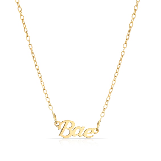 Sterling Silver & 18ct Gold Plated Vermeil Bae Nameplate 16+2"
