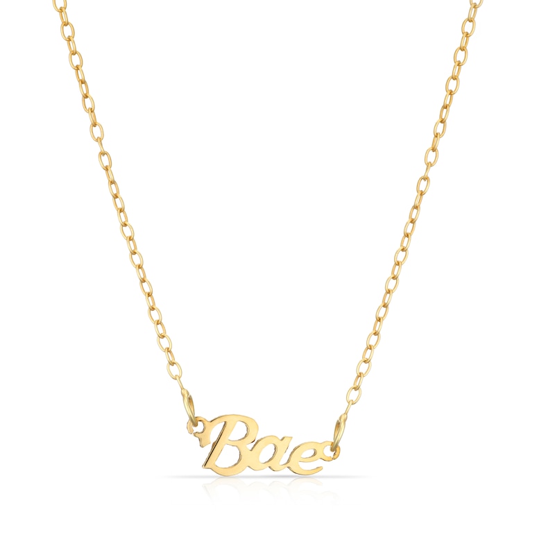 Main Image 1 of Sterling Silver & 18ct Gold Plated Vermeil Bae Nameplate 16+2"