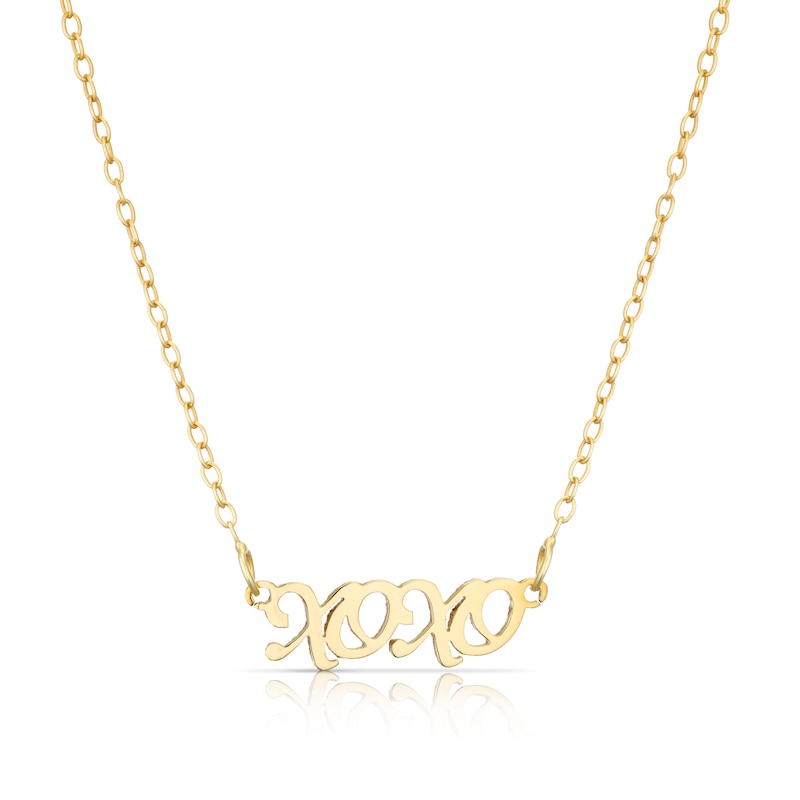 Main Image 1 of Sterling Silver & 18ct Gold Plated Vermeil XOXO Nameplate 16+2"