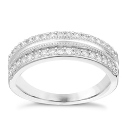 9ct White Gold 0.33ct Diamond Two Row Eternity Ring