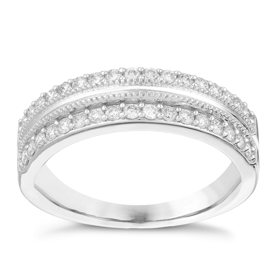 9ct White Gold Two Row Eternity 0.33ct Diamond Ring
