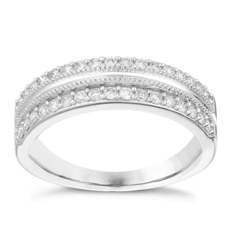 Main Image 1 of 9ct White Gold 0.33ct Diamond Two Row Eternity Ring