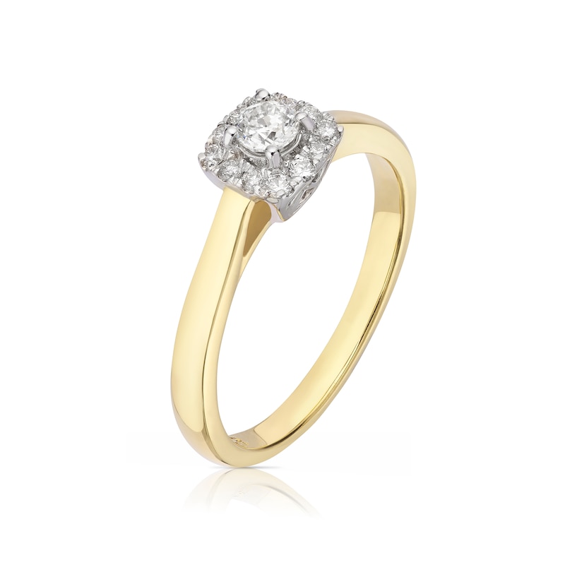 Main Image 2 of The Forever Diamond 18ct Gold 0.25ct Diamond Cushion Halo Ring