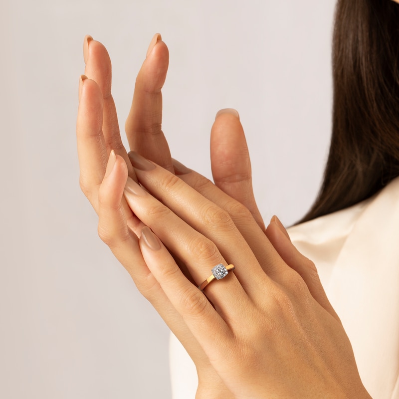 Main Image 4 of The Forever Diamond 18ct Gold 0.25ct Diamond Cushion Halo Ring