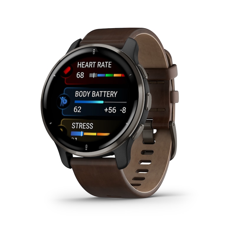 Main Image 2 of Garmin Venu Plus 2 Brown Leather Smartwatch