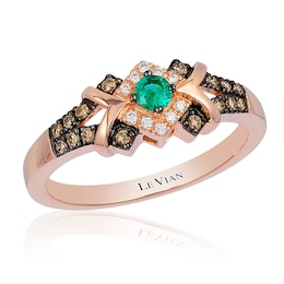 14ct Strawberry Gold Costa Smeralda Emerald & Diamond Ring