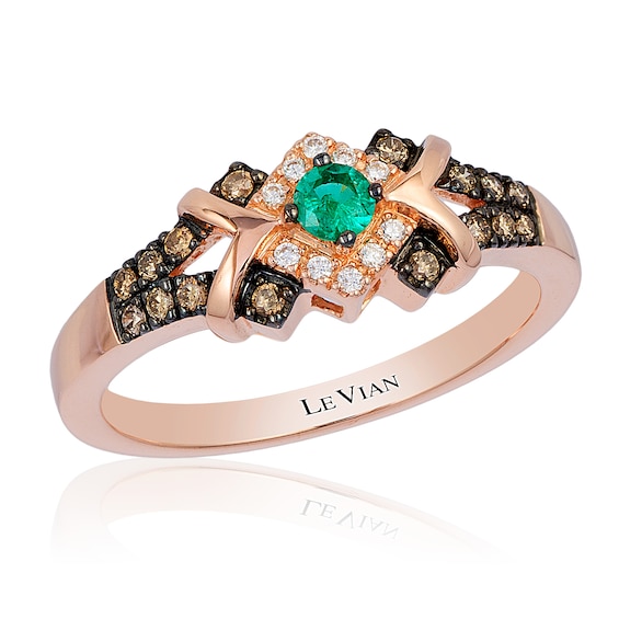14ct Strawberry Gold Costa Smeralda Emerald and Diamond Ring