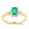 Thumbnail Image 0 of 9ct Yellow Gold Emerald & 0.10ct Diamond Ring