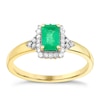Thumbnail Image 1 of 9ct Yellow Gold Emerald & 0.10ct Diamond Ring