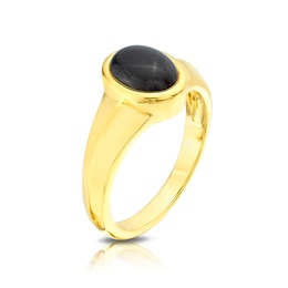 Sterling Silver & 18ct Gold Plated Vermeil Black Onyx Oval Ring