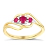 Thumbnail Image 0 of 9ct Yellow Gold Three Stone Ruby & Diamond Ring