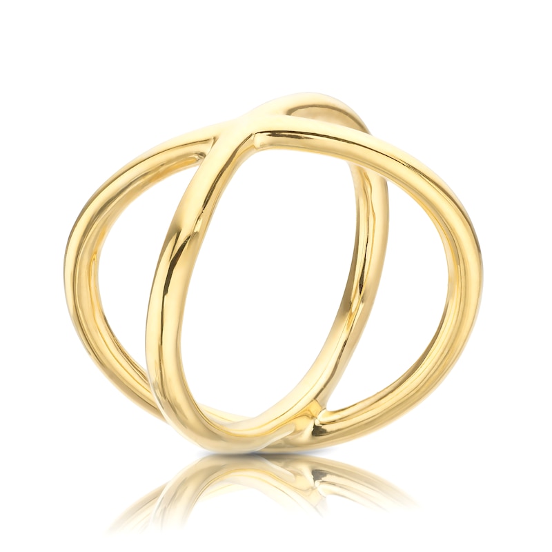 Main Image 2 of Sterling Silver & 18ct Gold Plated Vermeil Crossover Ring