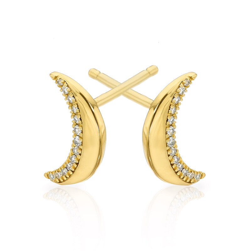 Main Image 2 of Sterling Silver & 18ct Gold Plated Vermeil 0.05ct Diamond Pavé Stud Earrings