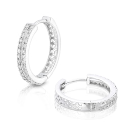 Sterling Silver Diamond 0.25ct Double Hoop Earrings
