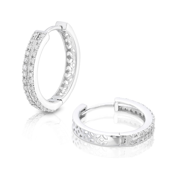 Sterling Silver Diamond 0.25ct Double Hoop Earrings