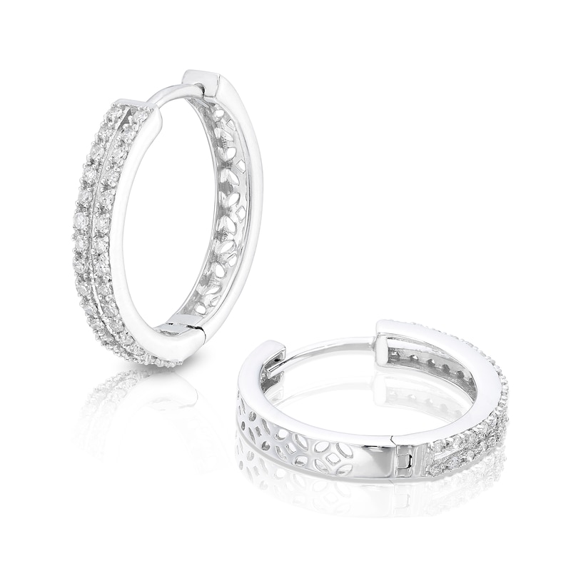 Main Image 1 of Sterling Silver Diamond 0.25ct Double Hoop Earrings