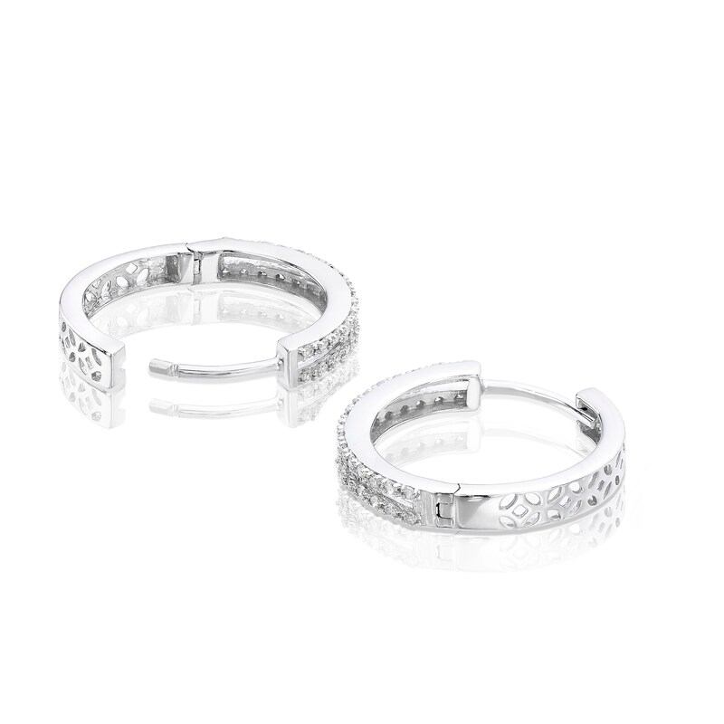 Main Image 2 of Sterling Silver Diamond 0.25ct Double Hoop Earrings